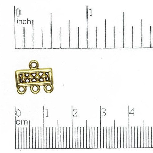 12mm x 11mm Rectangle Indented 3-to-1 Hole Connector - Made of Pewter - Sold Individually - CBS3190
