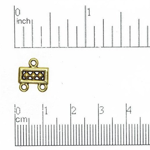 11mm x 12mm gold or Pewter 3 to 1 hole Connector Sold by the Piece - CBS3191