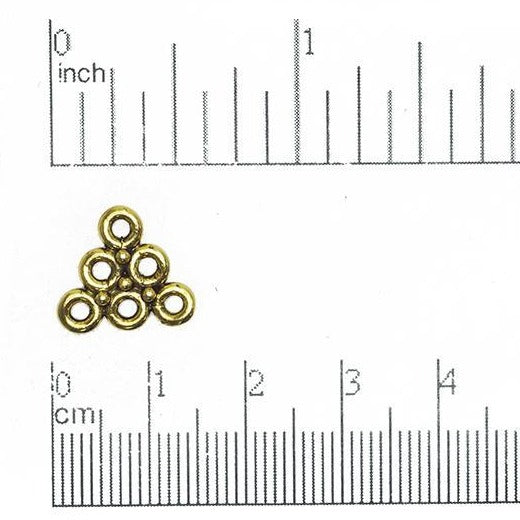 12.5mm Pewter Triangular 3 to 1 Hole Connector Sold by the Piece - CBS3193