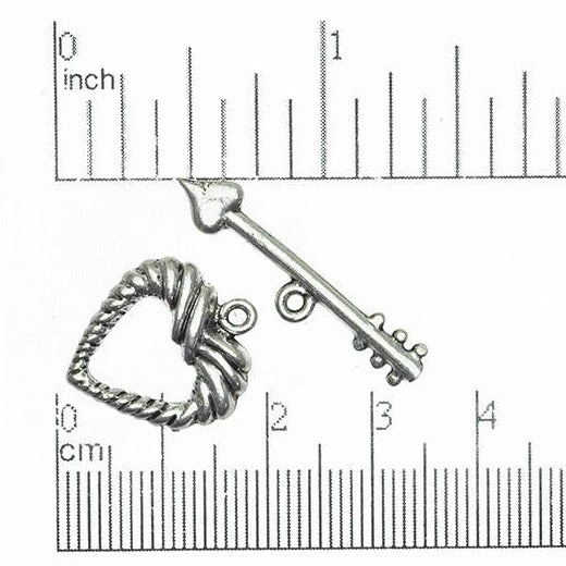 19mm x 17mm Loop, 30mm Bar Bound Heart and Arrow Toggle - Made of Pewter - Sold Individually - CBS3217