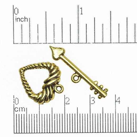 19mm x 17mm Loop, 30mm Bar Bound Heart and Arrow Toggle - Made of Pewter - Sold Individually - CBS3217