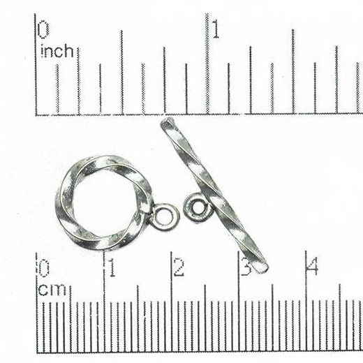 19mm x 15mm Loop, 27mm Bar Twisted Toggle - Made of Pewter - Sold as a Set - CBS3222