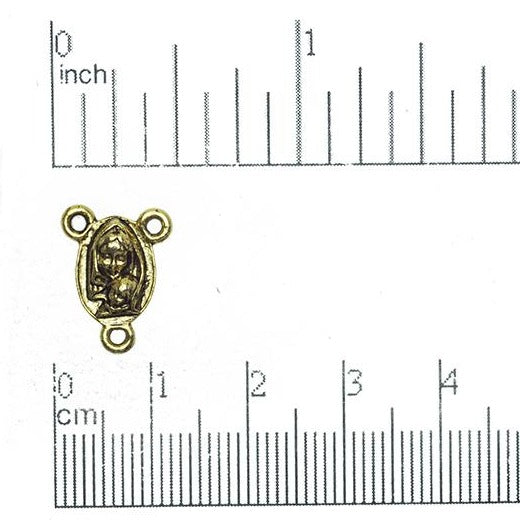 15mm x 11mm Mary, Mother of Jesus Charm Connector - Made of Pewter - Sold Individually - CBS3496