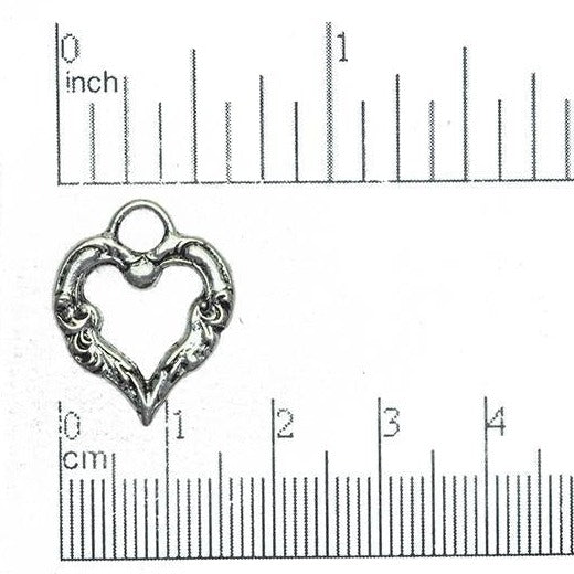 20mm x 16mm Ornate Floral Heart Charm - Made of Pewter - Sold Individually - CBS3609