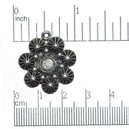 23.5mm Large Fractal Flower Charm - Made of Pewter - Sold Individually - CBS4028