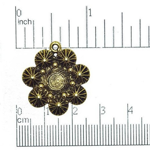23.5mm Large Fractal Flower Charm - Made of Pewter - Sold Individually - CBS4028