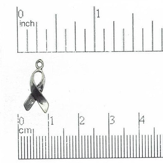 18mm x 8mm Cancer Awareness Ribbon Charm - Made of Pewter - Sold Individually - CBS9444