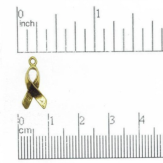 18mm x 8mm Cancer Awareness Ribbon Charm - Made of Pewter - Sold Individually - CBS9444