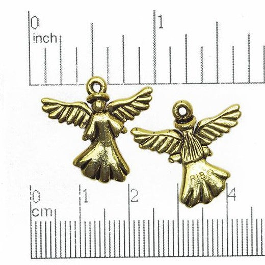23mm x 22mm Winged Angel Charm - Made of Pewter - Antique Pewter & Gold Finishes - Sold Individually - CBS10004