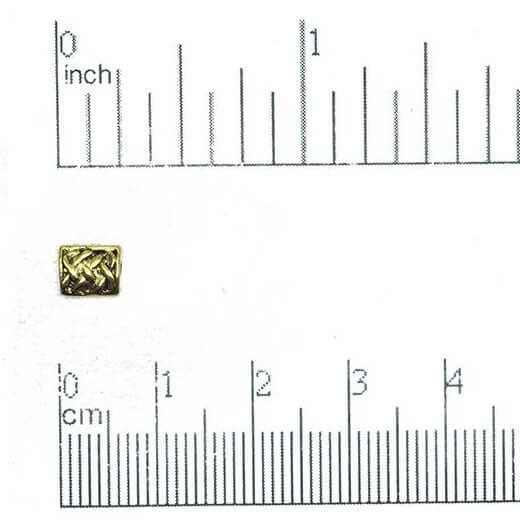 6mm x 5mm Braided Cylinder Bead - Gold Over Solid Pewter - Sold Individually - CBS10012