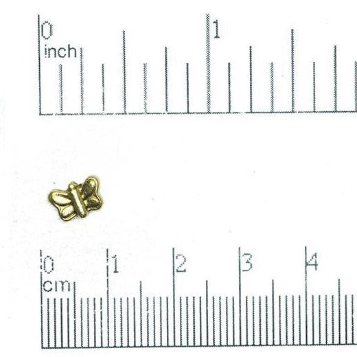 8mm x 5mm Butterfly Bead - Made of Pewter - Antique Pewter & Gold Finishes - Sold Individually - CBS10011