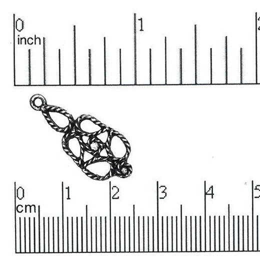 26mm x 11mm Twisted Rope Knot Charm - Made of Pewter - Sold Individually - CBSD2