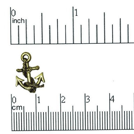 17mm x 12mm Nautical Roped Anchor Charm - Made of Pewter - Sold Individually - CBS2403