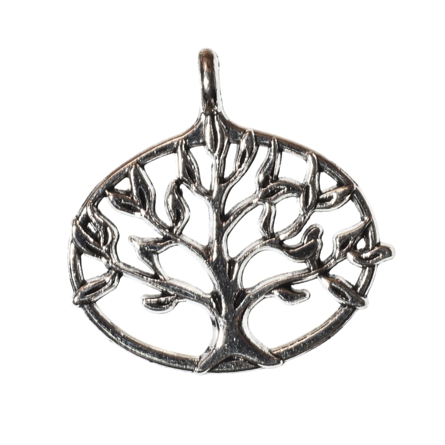 Tree of Life Oval Pendant - Silver over Brass - Sold Per Piece