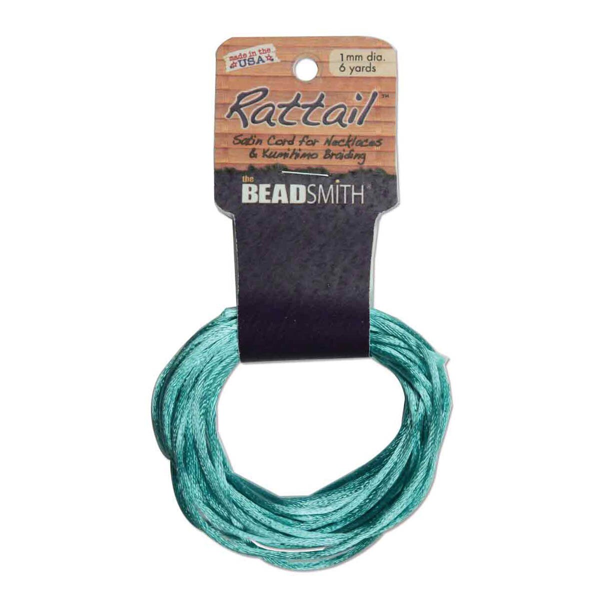 RATTAIL 1MM TURQUOISE 6YD /CARD USA MADE