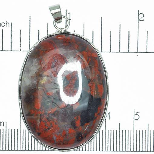 30mm x 40mm Brecciated Jasper Oval Pendant - With Bail - Semi Precious Stone - SP623