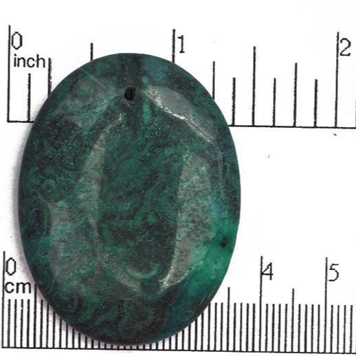 35mm x 45mm Dyed Malachite Jasper Oval Pendant - Drilled - Semi Precious Stone - SP661