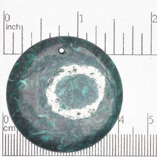 40mm Dyed Malachite Jasper Puffy Disc Pendant - Drilled - Semi Precious Stone - SP662