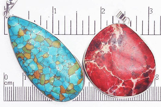59mm x 26mm Impression Jasper Preform Shape Pendant - Assorted Colors - With Bail - Semi Precious Stone - SP717