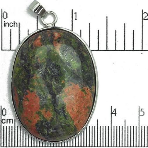 30mm x 40mm Unakite Oval Pendant - With Bail - Semi Precious Stone - SP721