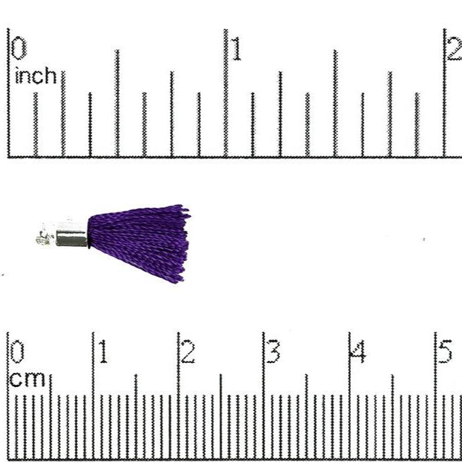17mm-20mm Small Silk Tassel with Silver Cap - Sold by the Piece - 1mm Loop - Available in Multiple Colors