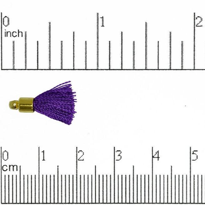 17mm-20mm Small Silk Tassel with Gold Cap - Sold by the Piece - 1mm Loop - Available in Multiple Colors