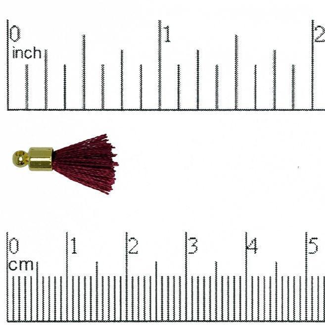 17mm-20mm Small Silk Tassel with Gold Cap - Sold by the Piece - 1mm Loop - Available in Multiple Colors