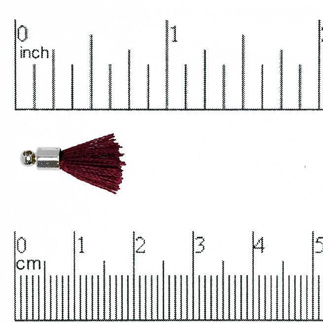 17mm-20mm Small Silk Tassel with Silver Cap - Sold by the Piece - 1mm Loop - Available in Multiple Colors