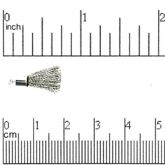 17mm-20mm Small Silk Tassel with Silver Cap - Sold by the Piece - 1mm Loop - Available in Multiple Colors