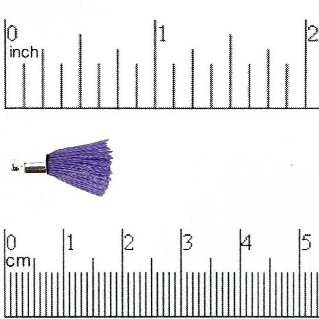 17mm-20mm Small Silk Tassel with Silver Cap - Sold by the Piece - 1mm Loop - Available in Multiple Colors