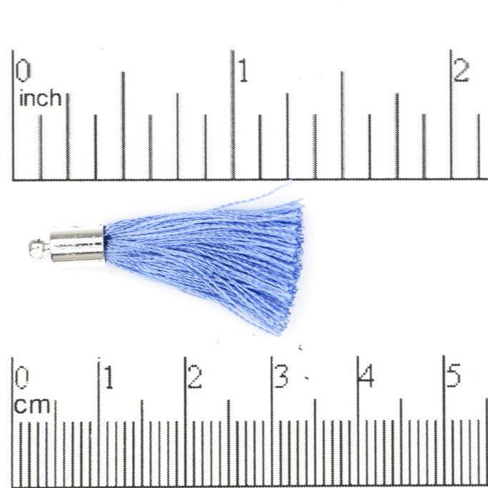 27mm - 30mm Large Silk Tassel with Silver Cap - Sold by the Piece - Nickel-Free Brass Cap - Multiple Fabric Colors