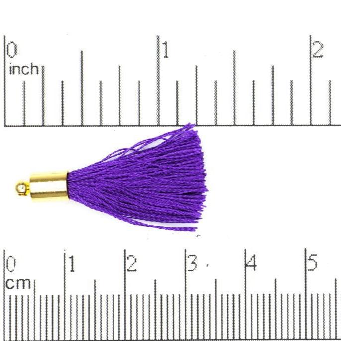 27mm - 30mm Large Silk Tassel with Gold Cap - Sold by the Piece - Nickel-Free Brass Cap - Multiple Fabric Colors