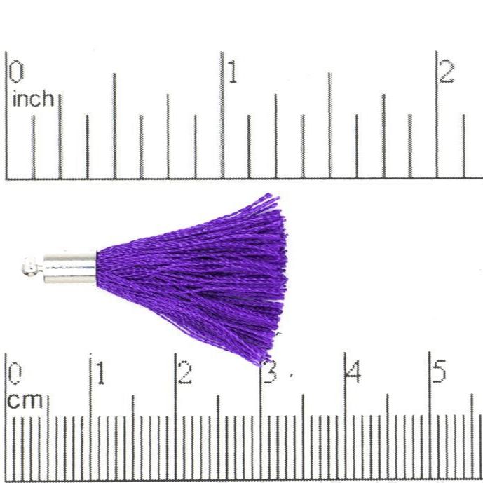 27mm - 30mm Large Silk Tassel with Silver Cap - Sold by the Piece - Nickel-Free Brass Cap - Multiple Fabric Colors