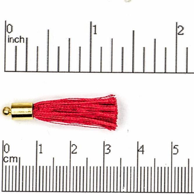 27mm - 30mm Large Silk Tassel with Gold Cap - Sold by the Piece - Nickel-Free Brass Cap - Multiple Fabric Colors