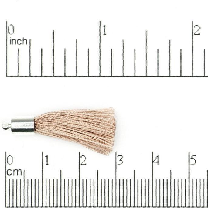27mm - 30mm Large Silk Tassel with Silver Cap - Sold by the Piece - Nickel-Free Brass Cap - Multiple Fabric Colors