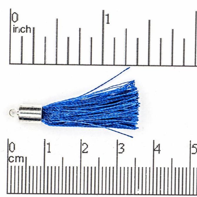 27mm - 30mm Large Silk Tassel with Silver Cap - Sold by the Piece - Nickel-Free Brass Cap - Multiple Fabric Colors