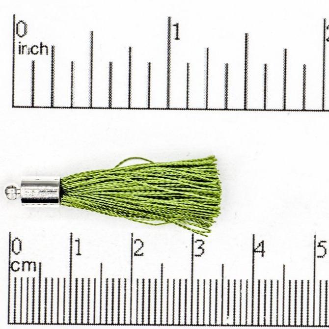 27mm - 30mm Large Silk Tassel with Silver Cap - Sold by the Piece - Nickel-Free Brass Cap - Multiple Fabric Colors