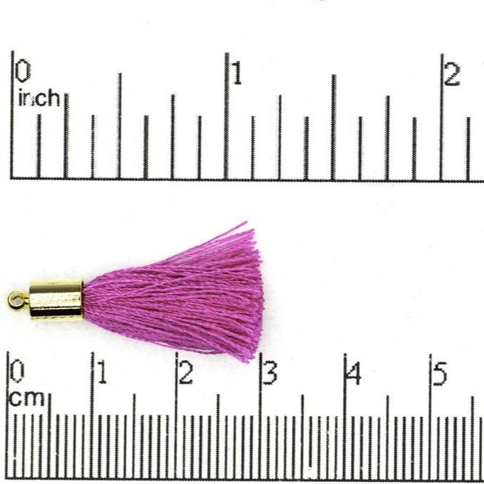 27mm - 30mm Large Silk Tassel with Gold Cap - Sold by the Piece - Nickel-Free Brass Cap - Multiple Fabric Colors