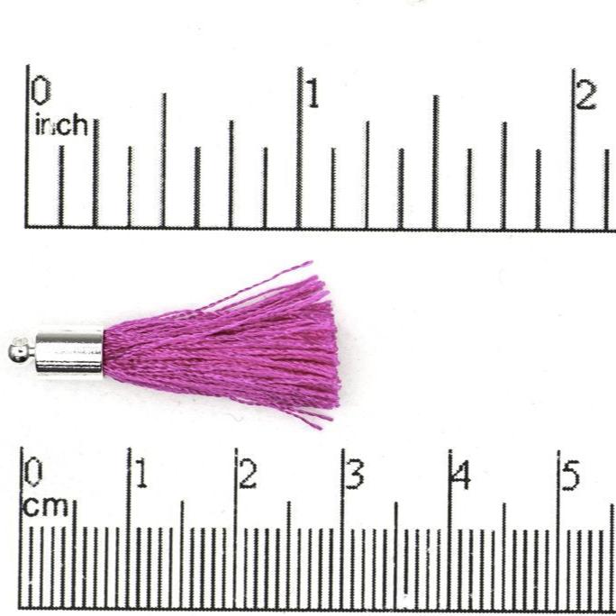 27mm - 30mm Large Silk Tassel with Silver Cap - Sold by the Piece - Nickel-Free Brass Cap - Multiple Fabric Colors