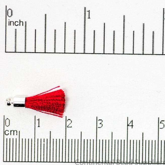 17mm-20mm Small Silk Tassel with Silver Cap - Sold by the Piece - 1mm Loop - Available in Multiple Colors