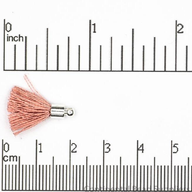 17mm-20mm Small Silk Tassel with Silver Cap - Sold by the Piece - 1mm Loop - Available in Multiple Colors