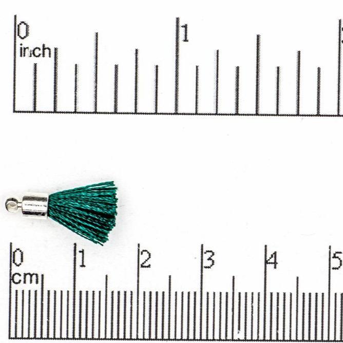 17mm-20mm Small Silk Tassel with Silver Cap - Sold by the Piece - 1mm Loop - Available in Multiple Colors