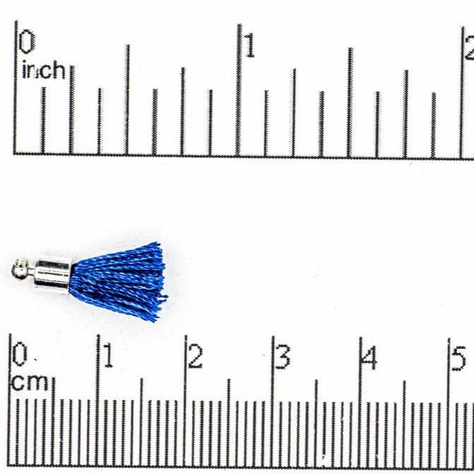 17mm-20mm Small Silk Tassel with Silver Cap - Sold by the Piece - 1mm Loop - Available in Multiple Colors