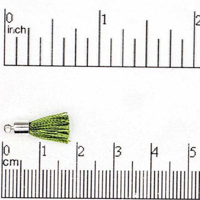 17mm-20mm Small Silk Tassel with Silver Cap - Sold by the Piece - 1mm Loop - Available in Multiple Colors