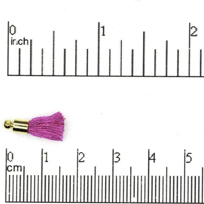 17mm-20mm Small Silk Tassel with Gold Cap - Sold by the Piece - 1mm Loop - Available in Multiple Colors