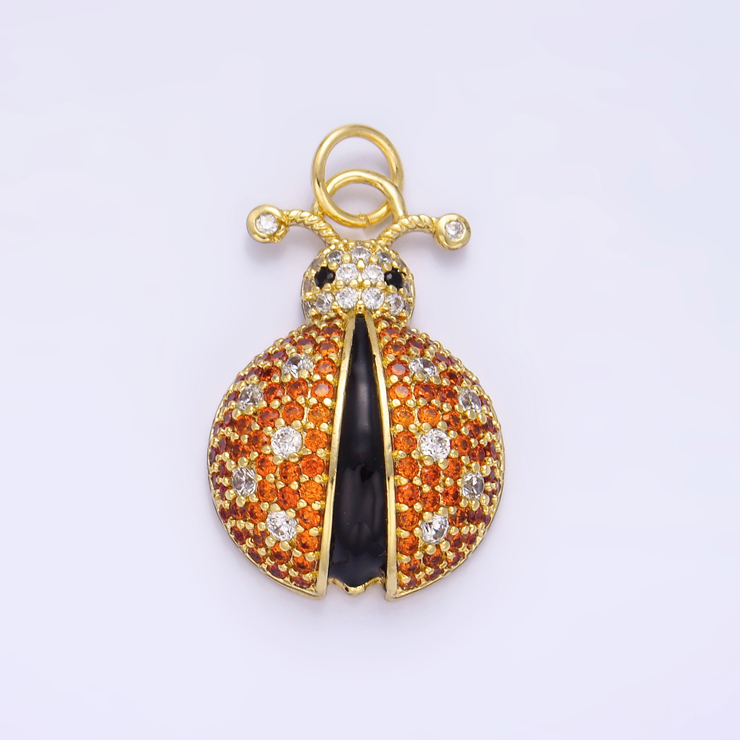 14K Gold Filled 25mm Micro Paved CZ Ladybug Insect Animal Charm | W244