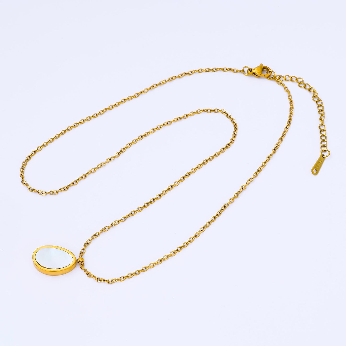 24K Gold Filled Shell Pearl Oval Cable 18 Inch Necklace w. 2 Inch Extender | WA-2658