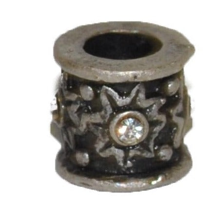 9mm x 5mm Crystal Embedded Star Barrel Bead - Made of Pewter - Sold Individually - CBS5/A100