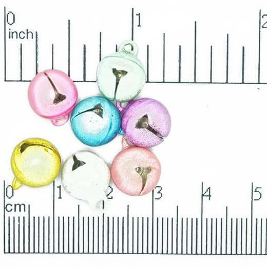 Brass Bell Charm - Available in Multiple Pastel Colors - 2 Different Sizes - Sold in Packages of 50