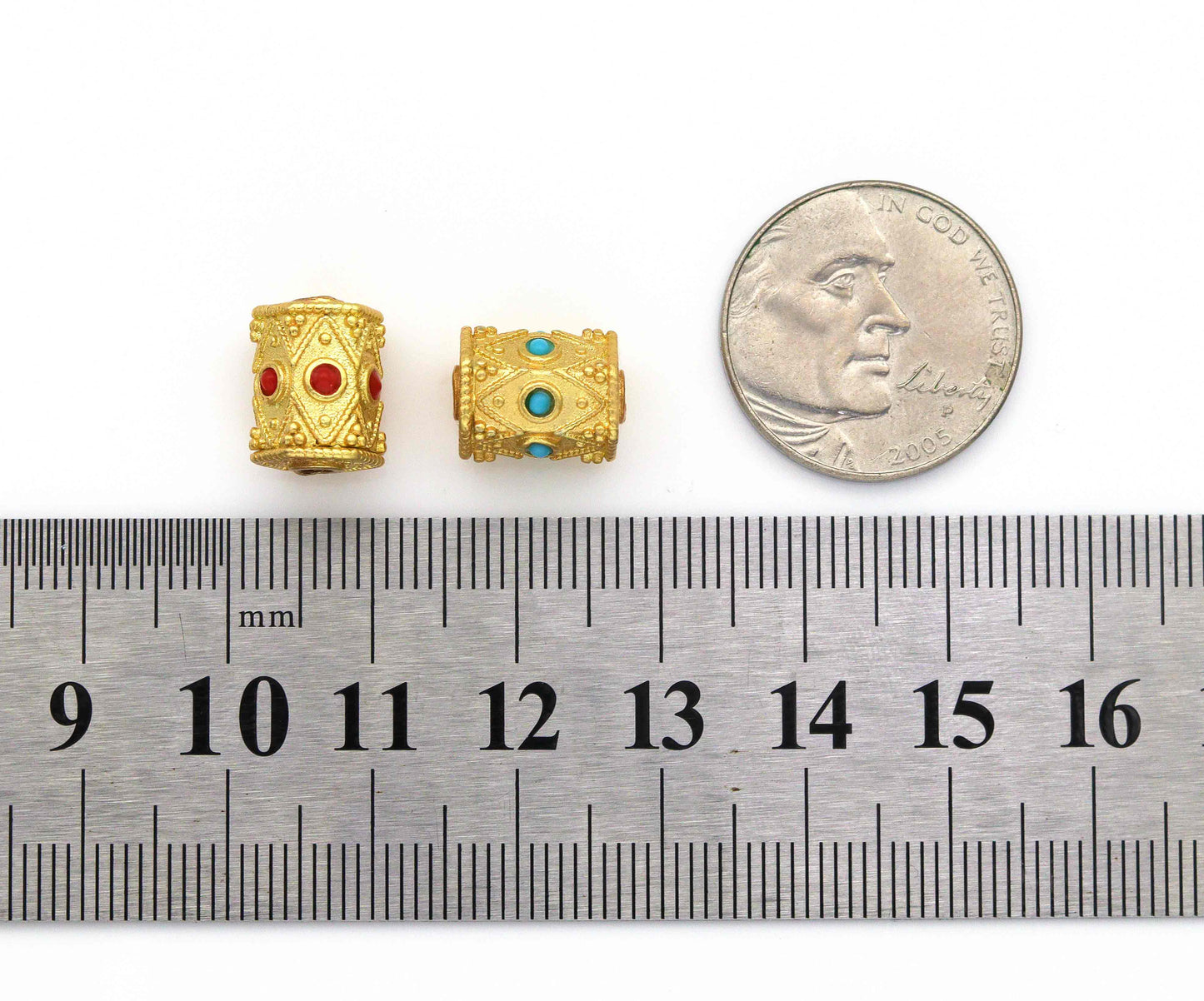 Gold Enamel Hexagon Tube Spacer Beads, Sku#LX61
